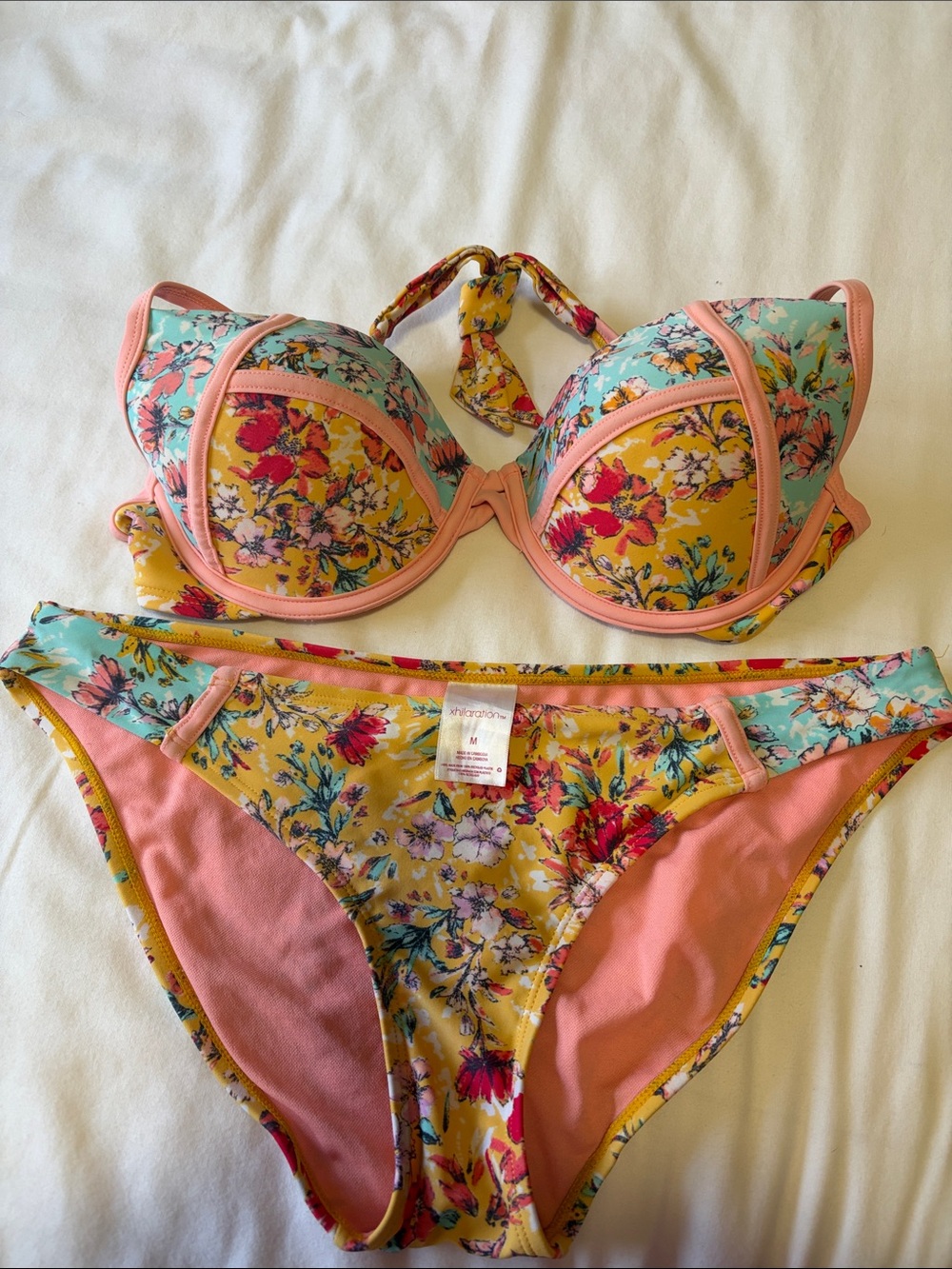 Xhilaration Yellow & Coral Floral & Light Green & White Bikini Sets ☀️ - Picture 3 of 5